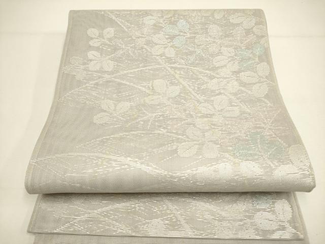 平和屋着物＊夏物 六通柄袋帯 草葉文 銀糸 正絹 逸品 DAAY2961op