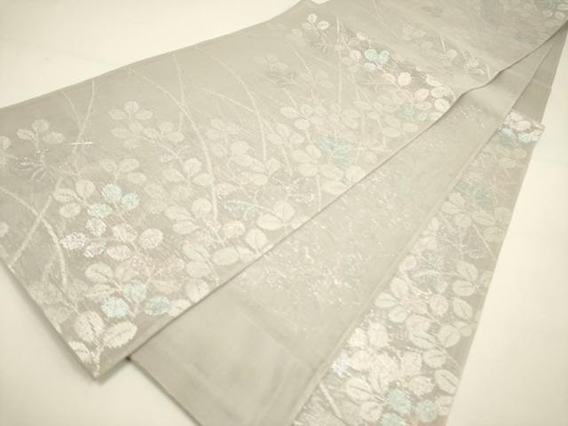 平和屋着物＊夏物 六通柄袋帯 草葉文 銀糸 正絹 逸品 DAAY2961op