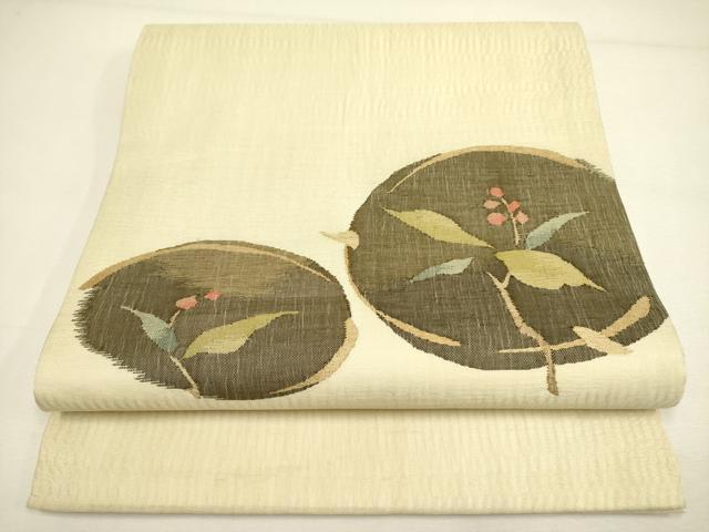 平和屋着物＊夏物 九寸開き名古屋帯 草花丸文 正絹 逸品 DAAY2963op
