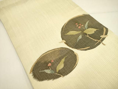 平和屋着物＊夏物 九寸開き名古屋帯 草花丸文 正絹 逸品 DAAY2963op