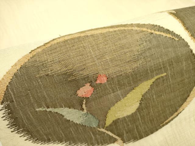 平和屋着物＊夏物 九寸開き名古屋帯 草花丸文 正絹 逸品 DAAY2963op