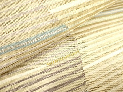 平和屋着物＊夏物 絽綴れ 八寸名古屋帯 横段文 金銀糸 正絹 逸品 DAAY2966op