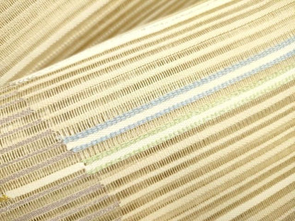 平和屋着物＊夏物 絽綴れ 八寸名古屋帯 横段文 金銀糸 正絹 逸品 DAAY2966op