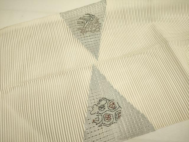 平和屋着物＊夏物 絽綴れ 八寸名古屋帯 刺し子 抽象花文 正絹 逸品 DAAY2967op