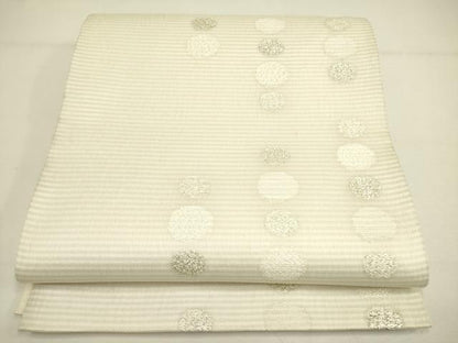 平和屋着物＊夏物 六通柄袋帯 櫛織 丸文 銀糸 正絹 逸品 DAAY2968op