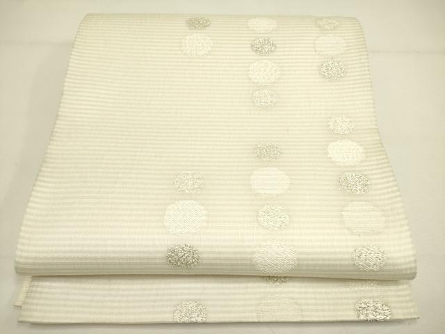 平和屋着物＊夏物 六通柄袋帯 櫛織 丸文 銀糸 正絹 逸品 DAAY2968op
