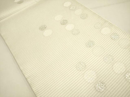 平和屋着物＊夏物 六通柄袋帯 櫛織 丸文 銀糸 正絹 逸品 DAAY2968op