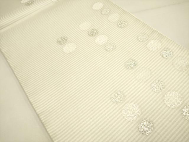 平和屋着物＊夏物 六通柄袋帯 櫛織 丸文 銀糸 正絹 逸品 DAAY2968op