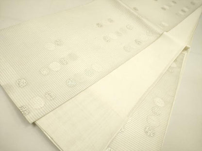 平和屋着物＊夏物 六通柄袋帯 櫛織 丸文 銀糸 正絹 逸品 DAAY2968op