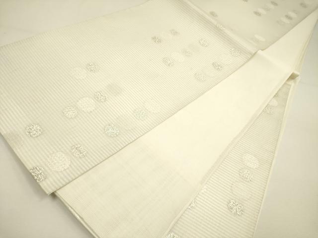 平和屋着物＊夏物 六通柄袋帯 櫛織 丸文 銀糸 正絹 逸品 DAAY2968op