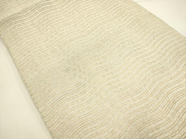 平和屋着物＊夏物　絽綴れ　八寸名古屋帯　よろけ縞　銀糸　正絹　逸品　DAAY2970op