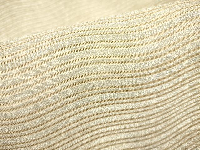 平和屋着物＊夏物　絽綴れ　八寸名古屋帯　よろけ縞　銀糸　正絹　逸品　DAAY2970op