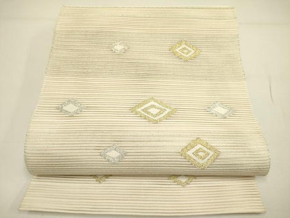 平和屋着物＊夏物 絽綴れ 八寸名古屋帯 菱重ね 金銀糸 正絹 逸品 DAAY2974op