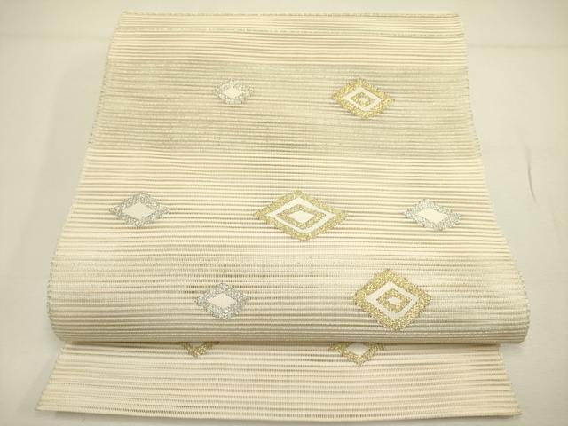 平和屋着物＊夏物 絽綴れ 八寸名古屋帯 菱重ね 金銀糸 正絹 逸品 DAAY2974op
