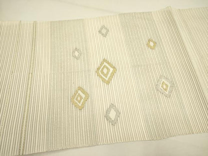 平和屋着物＊夏物 絽綴れ 八寸名古屋帯 菱重ね 金銀糸 正絹 逸品 DAAY2974op