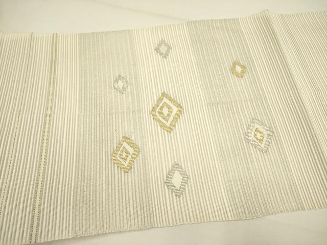 平和屋着物＊夏物 絽綴れ 八寸名古屋帯 菱重ね 金銀糸 正絹 逸品 DAAY2974op