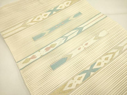 平和屋着物＊夏物 絽綴れ 八寸名古屋帯 抽象文様 金銀糸 正絹 逸品 DAAY2976op