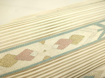 平和屋着物＊夏物 絽綴れ 八寸名古屋帯 抽象文様 金銀糸 正絹 逸品 DAAY2976op