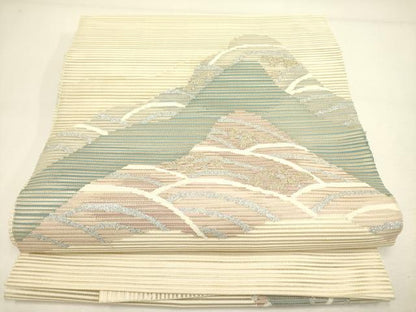 平和屋着物＊夏物 絽綴れ 八寸名古屋帯 立波文 金銀糸 正絹 逸品 DAAY2979op