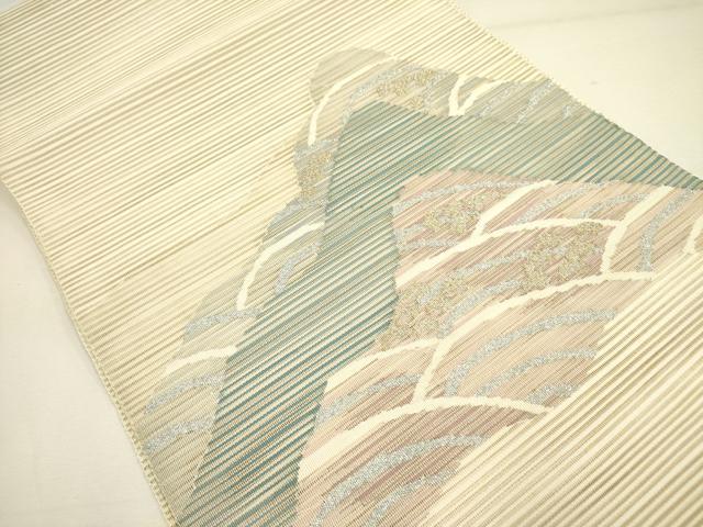 平和屋着物＊夏物 絽綴れ 八寸名古屋帯 立波文 金銀糸 正絹 逸品 DAAY2979op