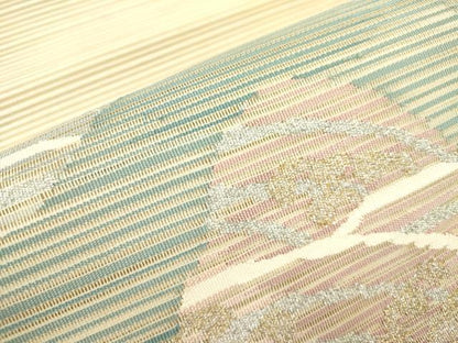 平和屋着物＊夏物 絽綴れ 八寸名古屋帯 立波文 金銀糸 正絹 逸品 DAAY2979op