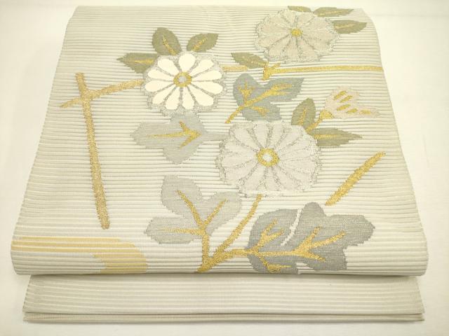 平和屋着物＊夏物 絽綴れ 太鼓柄袋帯 菊 金銀糸 正絹 逸品 DAAY2981op