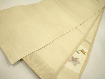 平和屋着物＊夏物 太鼓柄袋帯 すくい織 草花 金糸 正絹 逸品 DAAY2984op