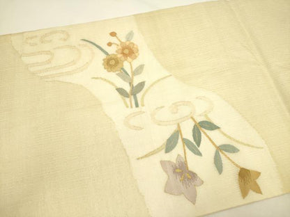 平和屋着物＊夏物 太鼓柄袋帯 すくい織 草花 金糸 正絹 逸品 DAAY2984op