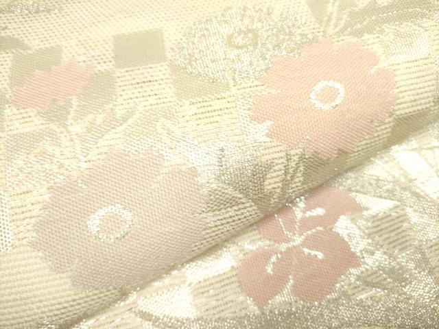 平和屋着物＊夏物 六通柄袋帯 草花 銀糸 正絹 逸品 DAAY2985op