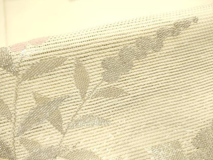 平和屋着物＊夏物 六通柄袋帯 草花 銀糸 正絹 逸品 DAAY2985op