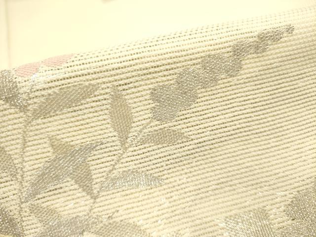 平和屋着物＊夏物 六通柄袋帯 草花 銀糸 正絹 逸品 DAAY2985op