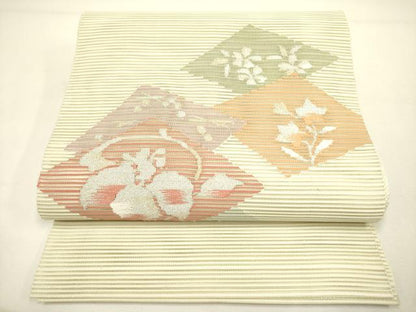 平和屋着物＊夏物 絽綴れ 八寸名古屋帯 花菱文 金銀糸 正絹 逸品 DAAY2987op