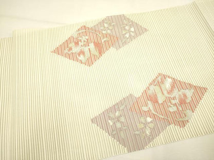 平和屋着物＊夏物 絽綴れ 八寸名古屋帯 花菱文 金銀糸 正絹 逸品 DAAY2987op