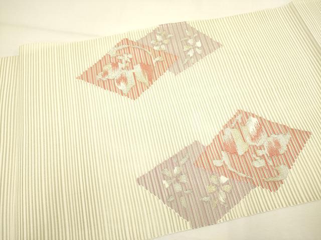 平和屋着物＊夏物 絽綴れ 八寸名古屋帯 花菱文 金銀糸 正絹 逸品 DAAY2987op