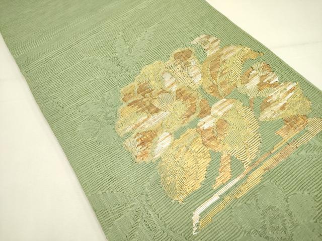 平和屋着物＊夏物　太鼓柄袋帯　櫛織　草花　金糸　正絹　逸品　DAAY2988op