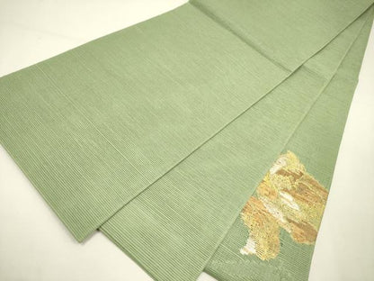 平和屋着物＊夏物　太鼓柄袋帯　櫛織　草花　金糸　正絹　逸品　DAAY2988op