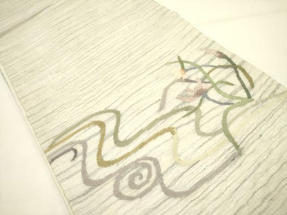 平和屋着物＊夏物 太鼓柄袋帯 すくい織 草花 正絹 逸品 DAAY2992op
