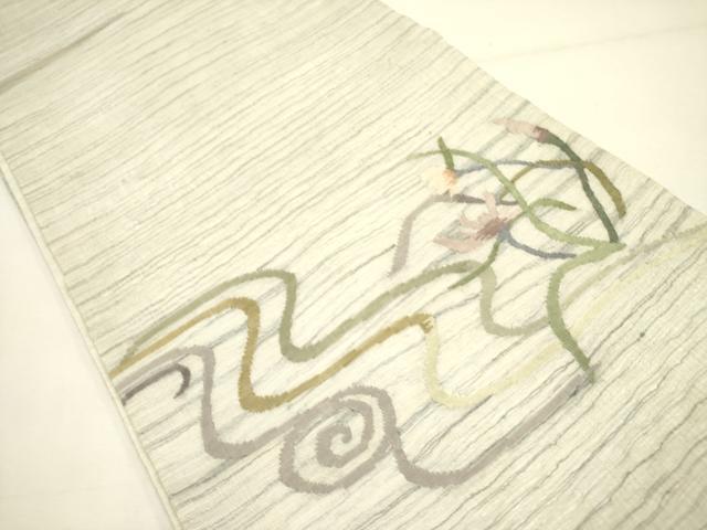 平和屋着物＊夏物 太鼓柄袋帯 すくい織 草花 正絹 逸品 DAAY2992op