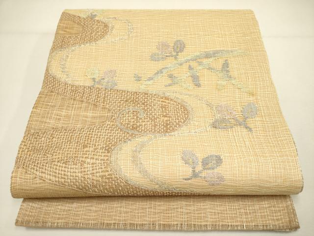 平和屋着物＊夏物　太鼓柄袋帯　流水草葉文　金銀糸　正絹　逸品　DAAY2993op 平和屋着物＊夏物 太鼓柄袋帯 流水草葉文 金銀糸 正絹 逸品 DAAY2993op