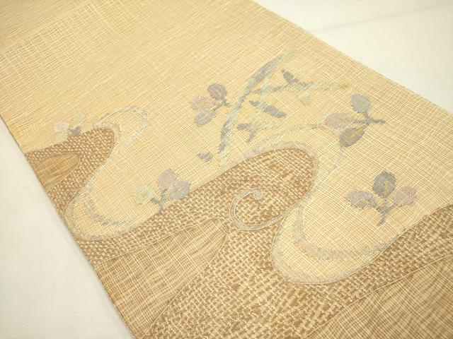 平和屋着物＊夏物　太鼓柄袋帯　流水草葉文　金銀糸　正絹　逸品　DAAY2993op 平和屋着物＊夏物 太鼓柄袋帯 流水草葉文 金銀糸 正絹 逸品 DAAY2993op