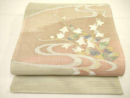 平和屋着物＊夏物 絽綴れ 八寸名古屋帯 草花 金銀糸 正絹 逸品 DAAY2994op