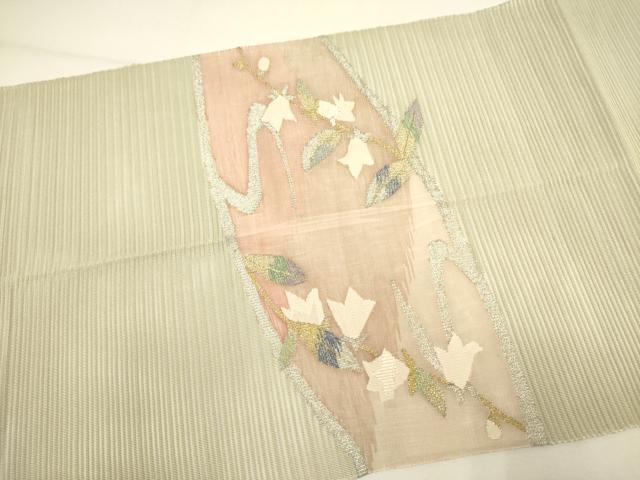 平和屋着物＊夏物 絽綴れ 八寸名古屋帯 草花 金銀糸 正絹 逸品 DAAY2994op
