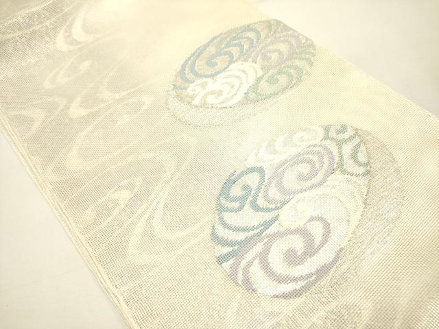 平和屋着物＊夏物 太鼓柄袋帯 流水文 銀糸 正絹 逸品 DAAY2997op