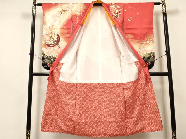 平和屋着物∵女の子　十三参り　子供　祝着・袋帯セット　飛鶴花文　暈し染め　金彩　逸品　DAAY3003ma