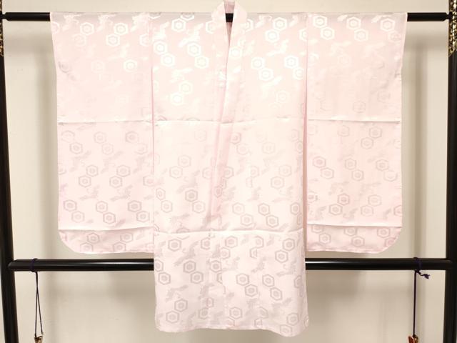 平和屋着物●女の子　子供　長襦袢　単衣　飛鶴亀甲花地紋　洗える着物　新品　DAAY3016ma