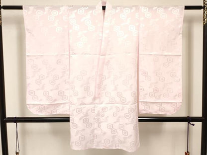 平和屋着物●女の子　子供　長襦袢　単衣　飛鶴亀甲花地紋　洗える着物　新品　DAAY3017ma