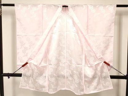平和屋着物●女の子　子供　長襦袢　単衣　飛鶴亀甲花地紋　洗える着物　新品　DAAY3017ma