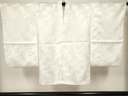 平和屋着物●女の子　子供　長襦袢　単衣　飛鶴亀甲花地紋　洗える着物　新品　DAAY3018ma