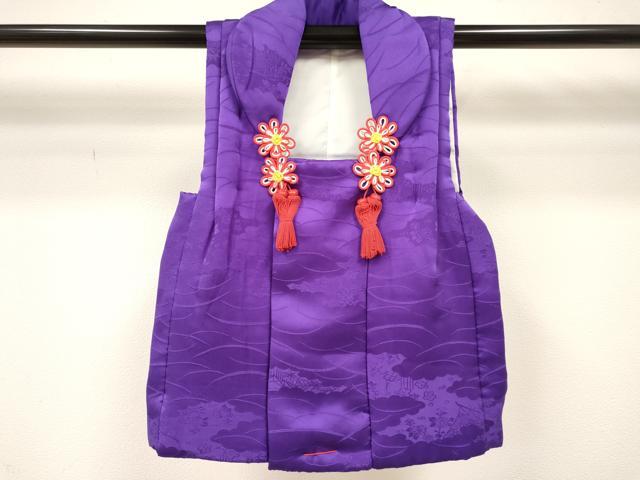 平和屋着物●女の子　子供　３歳　被布　三つ身　几帳花芝地紋　菖蒲色　逸品　新品　DAAY3023ma