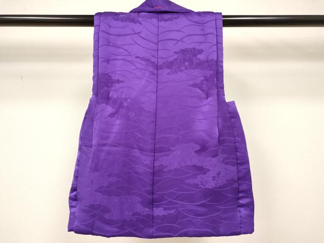 平和屋着物●女の子　子供　３歳　被布　三つ身　几帳花芝地紋　菖蒲色　逸品　新品　DAAY3023ma